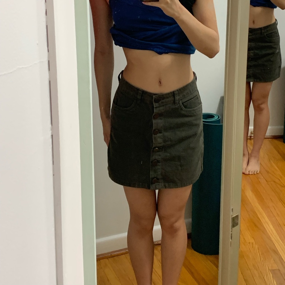Button-Front Green Skirt